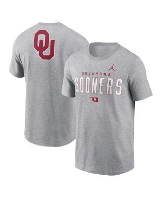 Jordan - Men's Heather Gray Oklahoma Sooners Campus 2-Hit Primary Mascot T-Shirt