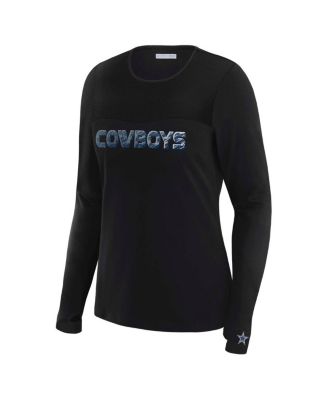 Women's x Gracie Hunt Black Dallas Cowboys Mesh Panel Long Sleeve T-Shirt