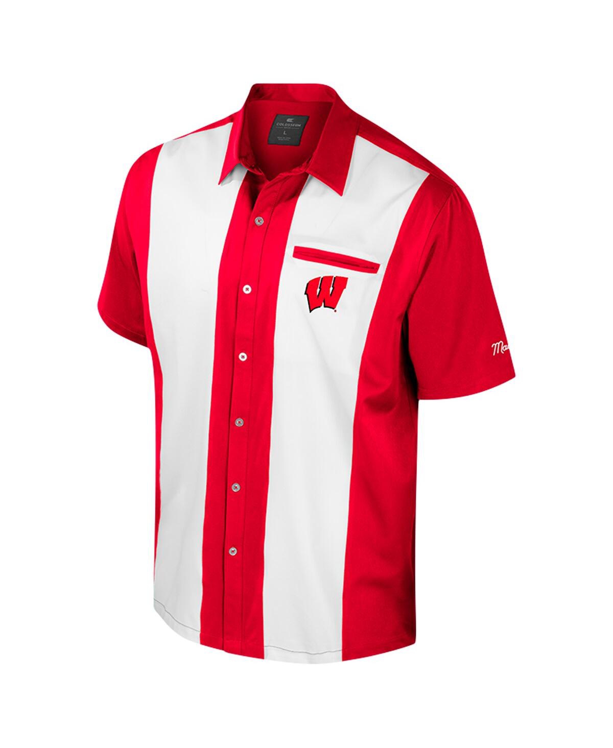 Colosseum Men's Red Wisconsin Badgers Strike Bowling Button-up Shirt In Red