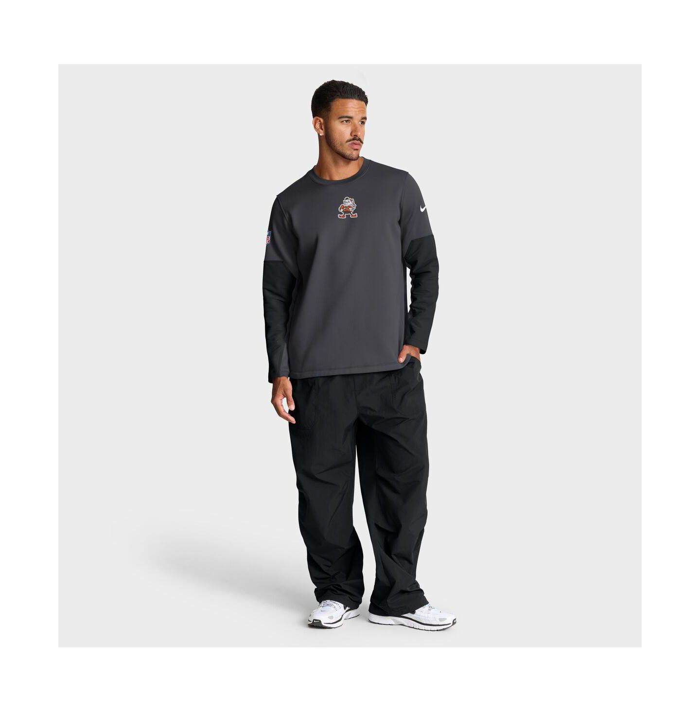 Мужская футболка Nike Anthracite Cleveland Browns Sideline Scripted to Win Performance Long Sleeve — фото 3