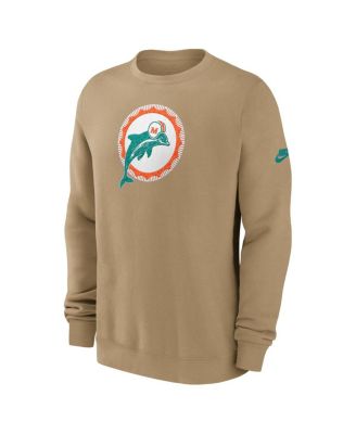 Men's Tan Miami Dolphins Swing Pass Rewind Club Pullover Sweatshirt