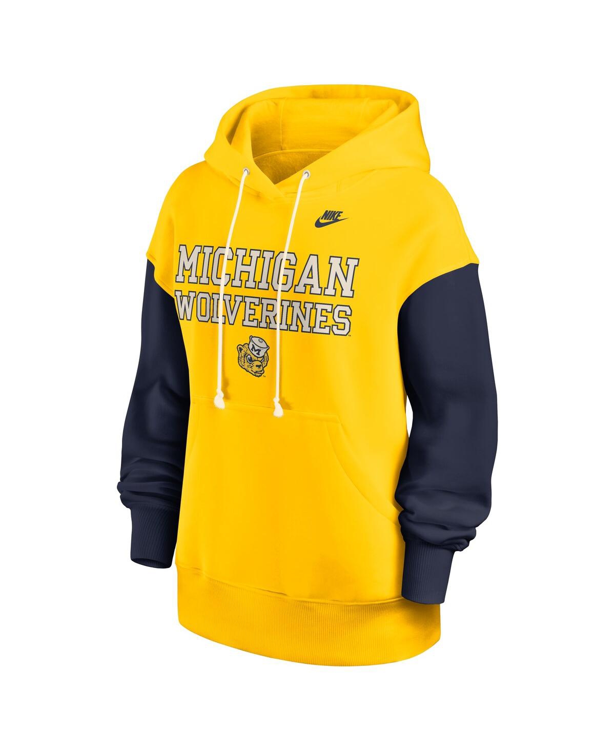 Nike Women's Maize/Navy Michigan Wolverines Oversized Legacy Phoenix Pullover Hoodie