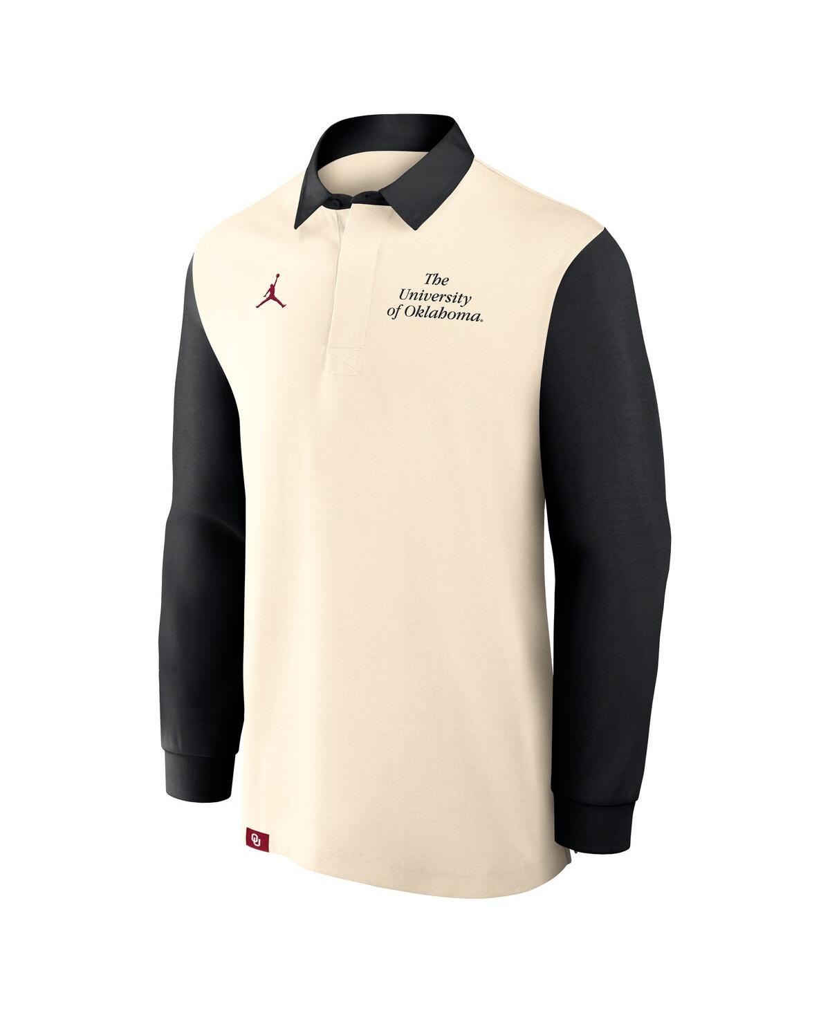 Jordan Men's Cream/black Oklahoma Sooners Rugby Long Sleeve Shirt In Neutral