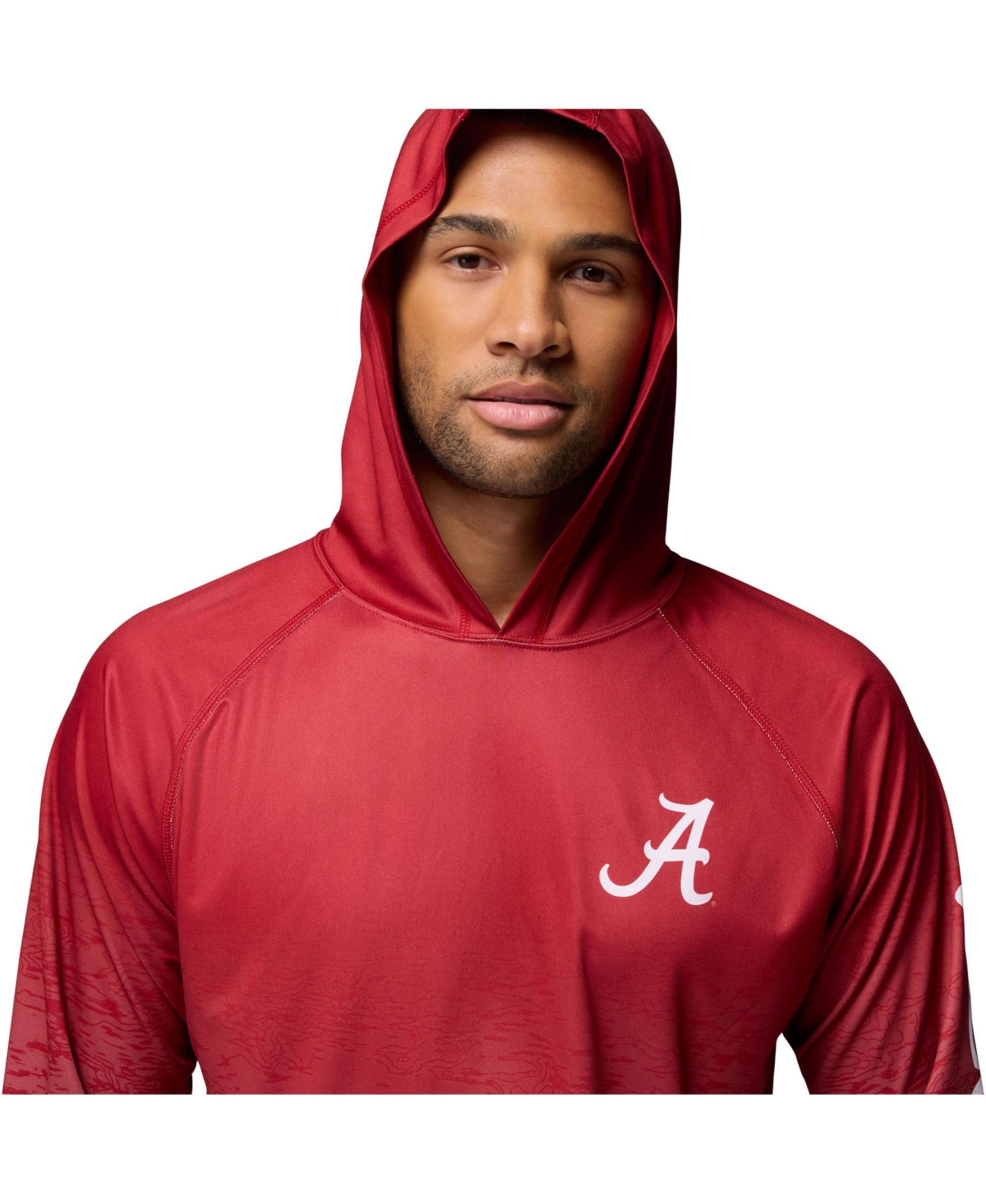 Columbia Men's Crimson Alabama Tide Pfg Gradient Water Super Terminal Tackle Hoodie Omni-Wick T-Shirt