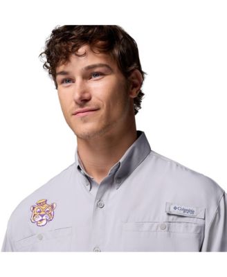 Men's Gray LSU Tigers Tamiami Omni-Shade Button-Down Shirt