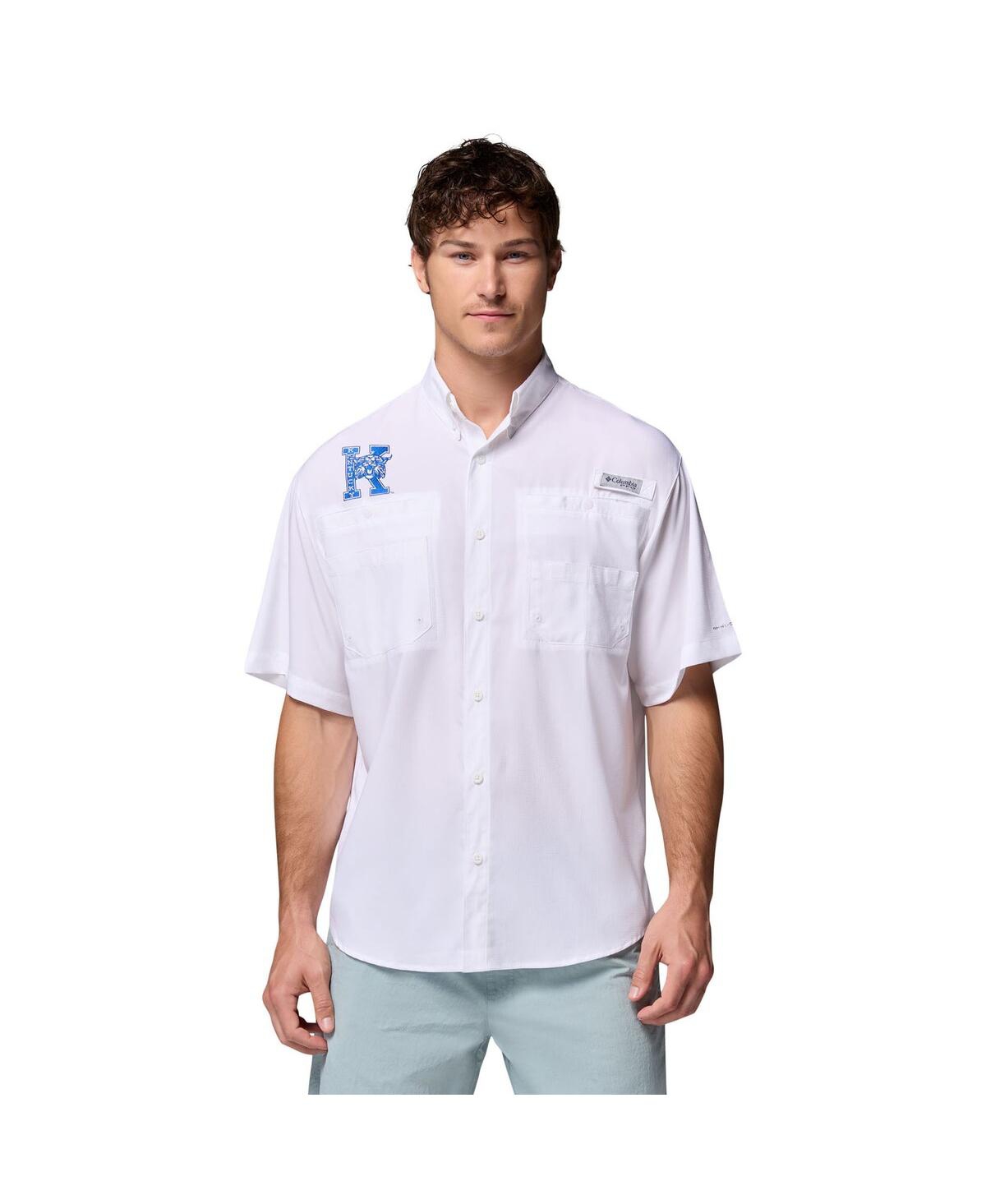Columbia Men's White Kentucky Wildcats Tamiami Omni-Shade Button-Down Shirt