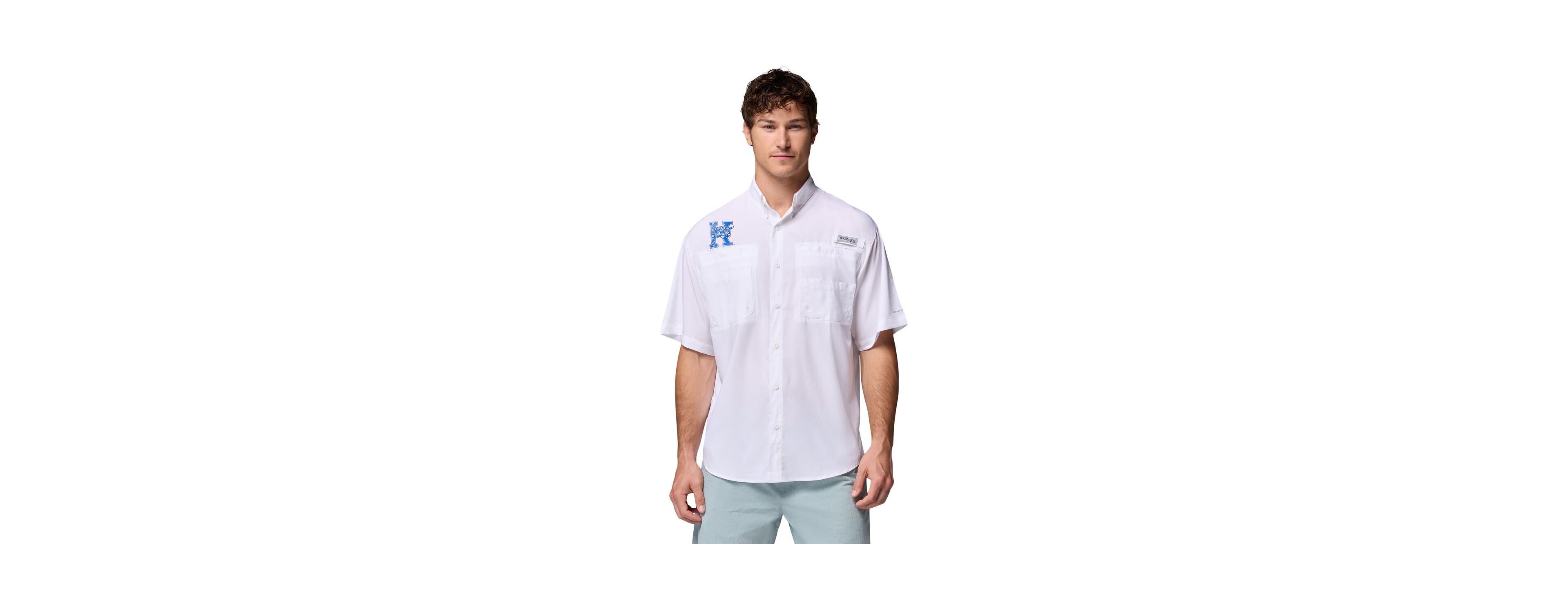 Columbia Men's White Kentucky Wildcats Tamiami Omni-Shade Button-Down Shirt