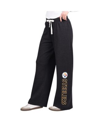 G-III 4Her by Carl Banks - Women's Black Pittsburgh Steelers Field Wide Leg Sweatpants