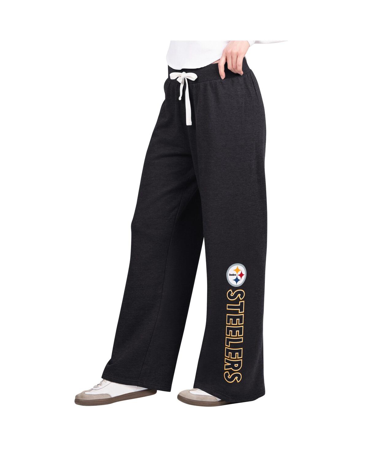 G-iii 4her By Carl Banks Black Pittsburgh Steelers Field Wide Leg Sweatpants