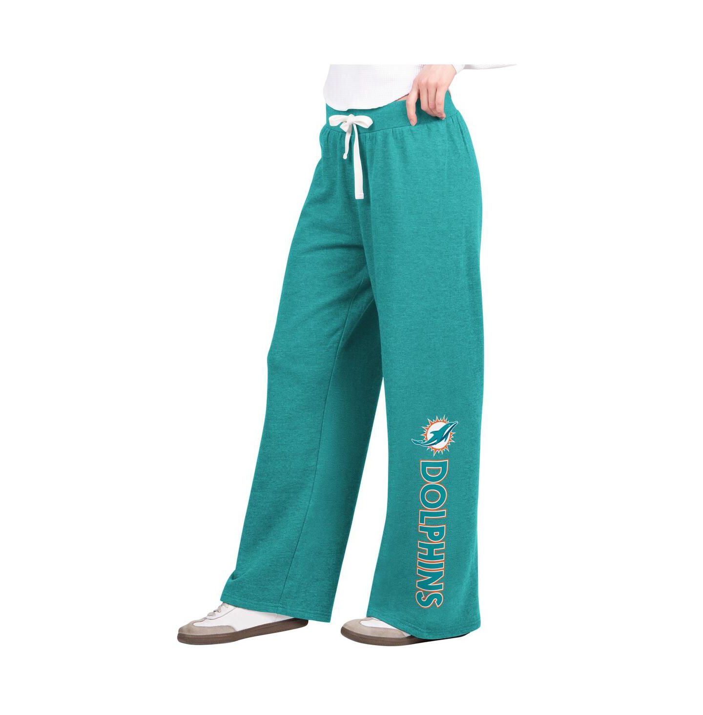 Женские брюки G-III 4Her by Carl Banks Aqua Miami Dolphins Field Wide Leg Sweatpants — фото 1