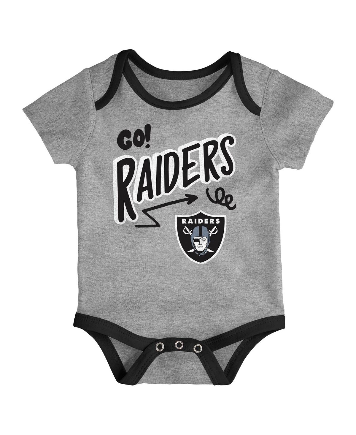Outerstuff Baby Boys And Girls 3-piece Las Vegas Raiders All Day Play Bodysuit Set In Multi