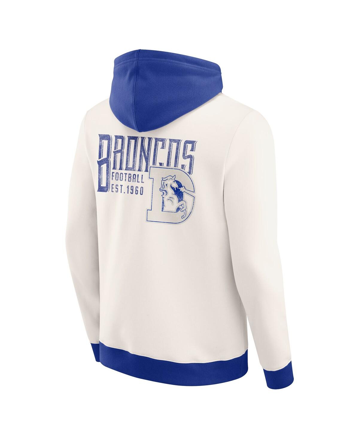 Fanatics Darius Rucker Collection By  Men's Cream Denver Broncos Distressed Graphics Full-zip Hoodie In White