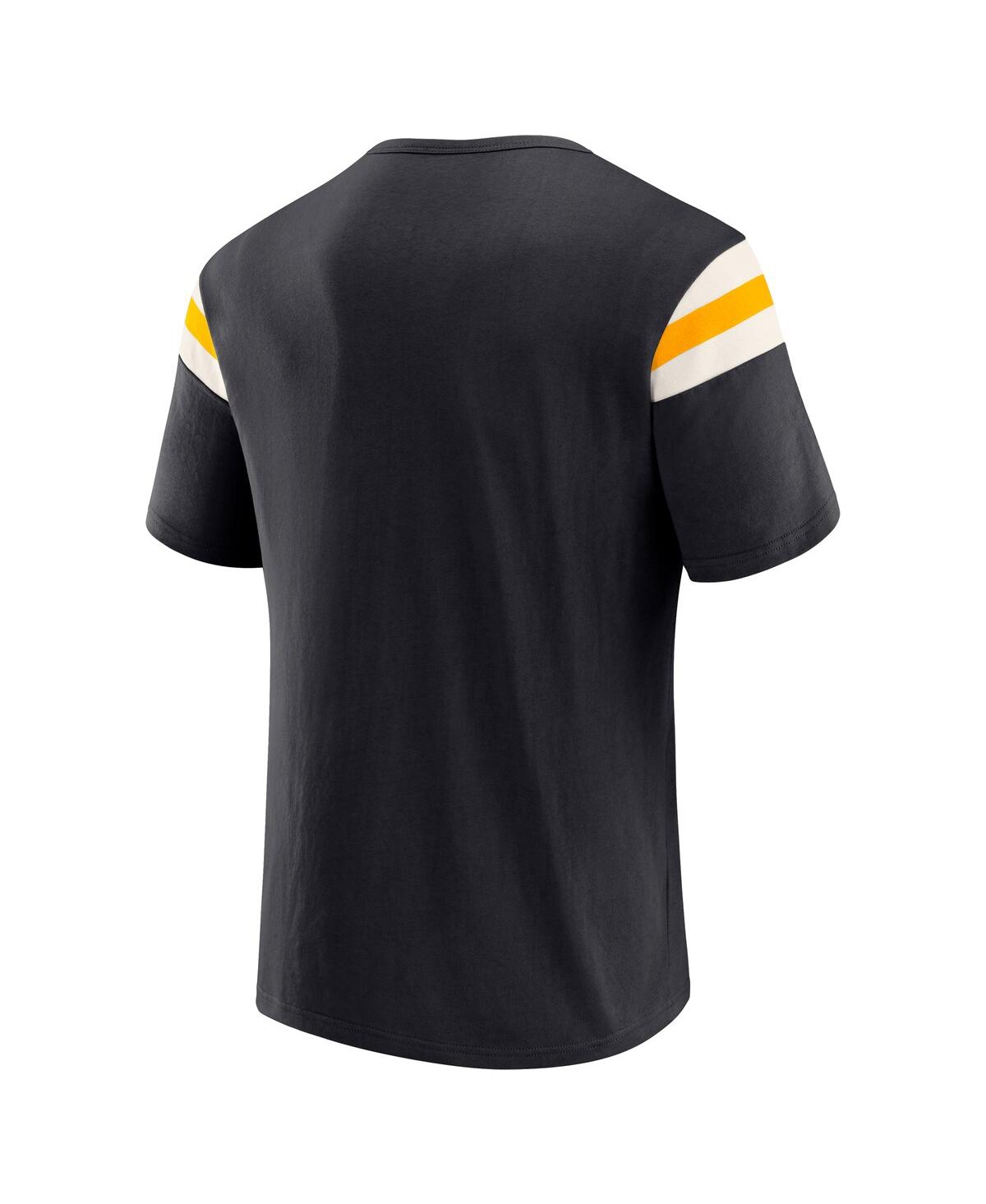 Darius Rucker Collection by Fanatics Men's Black Pittsburgh Steelers Football Stripe Sleeve T-Shirt