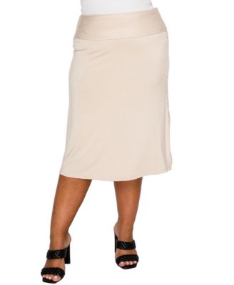 Plus Size Cheetah Burnout Contrast Fold Over Midi Skirt