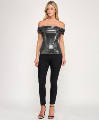 Juniors Lurex Off-The-Shoulder Top