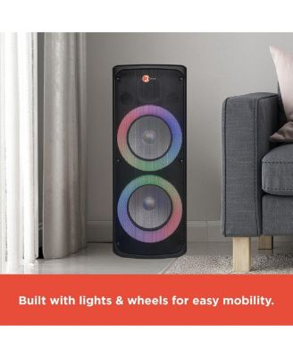 150W Party Tower PA Speaker with Two 10 inch Woofers, Lights and Wheels For Easy Mobility 4001966