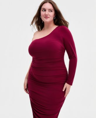 Trendy Plus Size One-Shoulder Ruched Dress