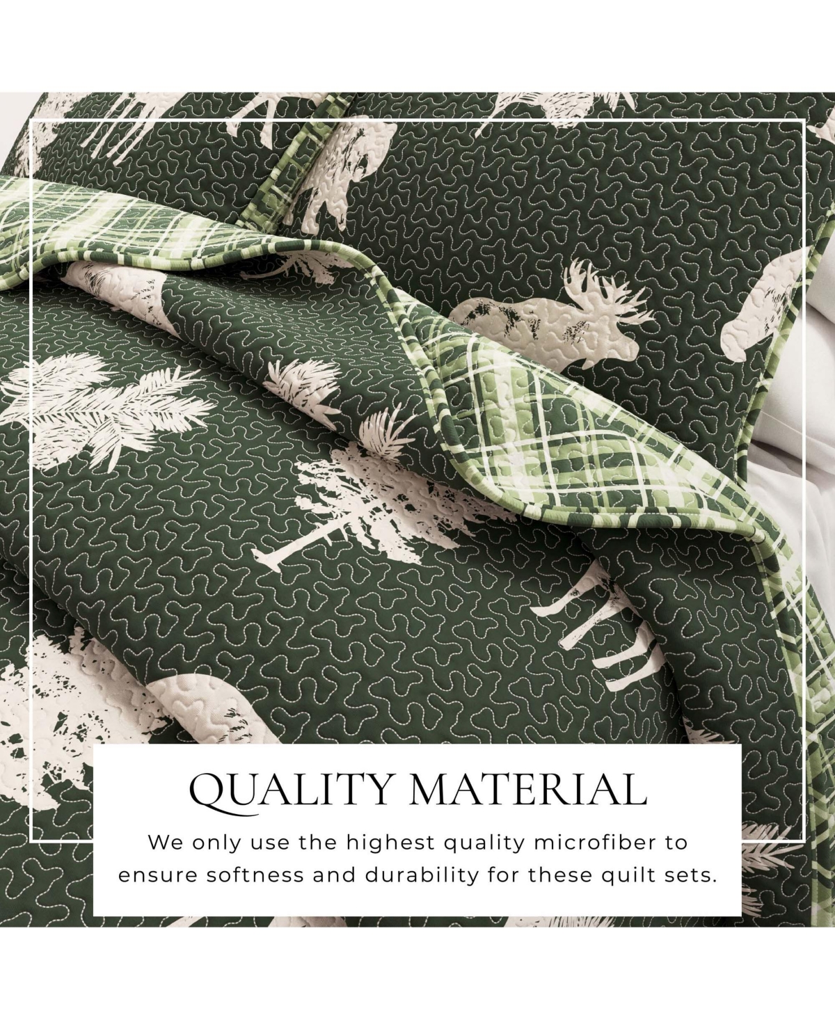 Linery & Co. Deer & Trees Microfiber Quilt Set with Shams