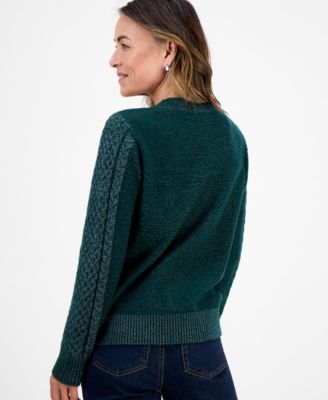 Petite Shine Cable-Knit Sweater, Macy's Exclusive