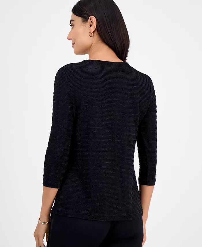 Petite Shine Stripe Jacquard Keyhole Top - thumbnail 4