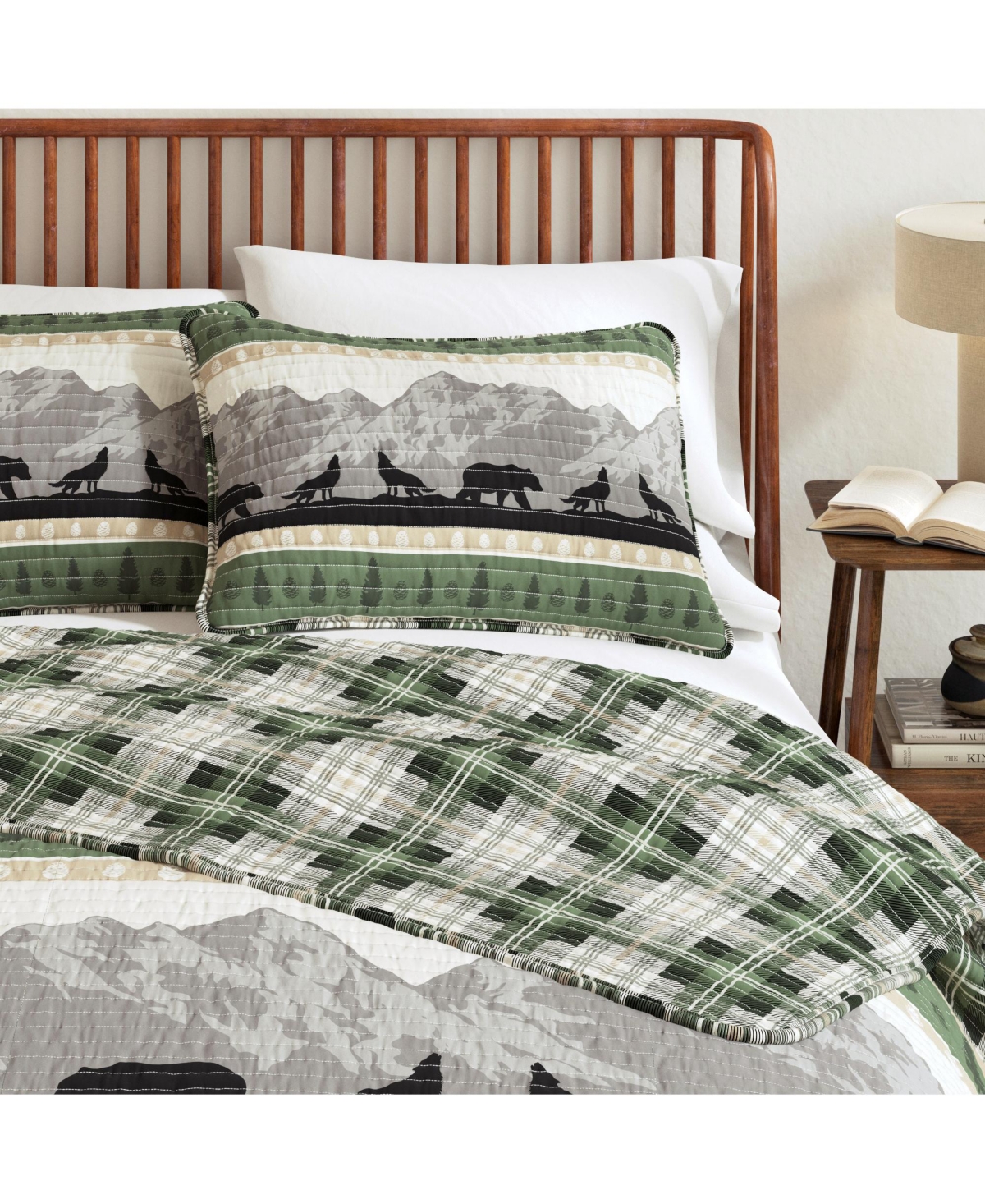 Linery & Co. Mountain Scape & Plaid Microfiber Quilt Set With Shams