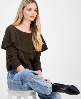 Petite Cape-Overlay Long-Sleeve Sweater, Macy's Exclusive 