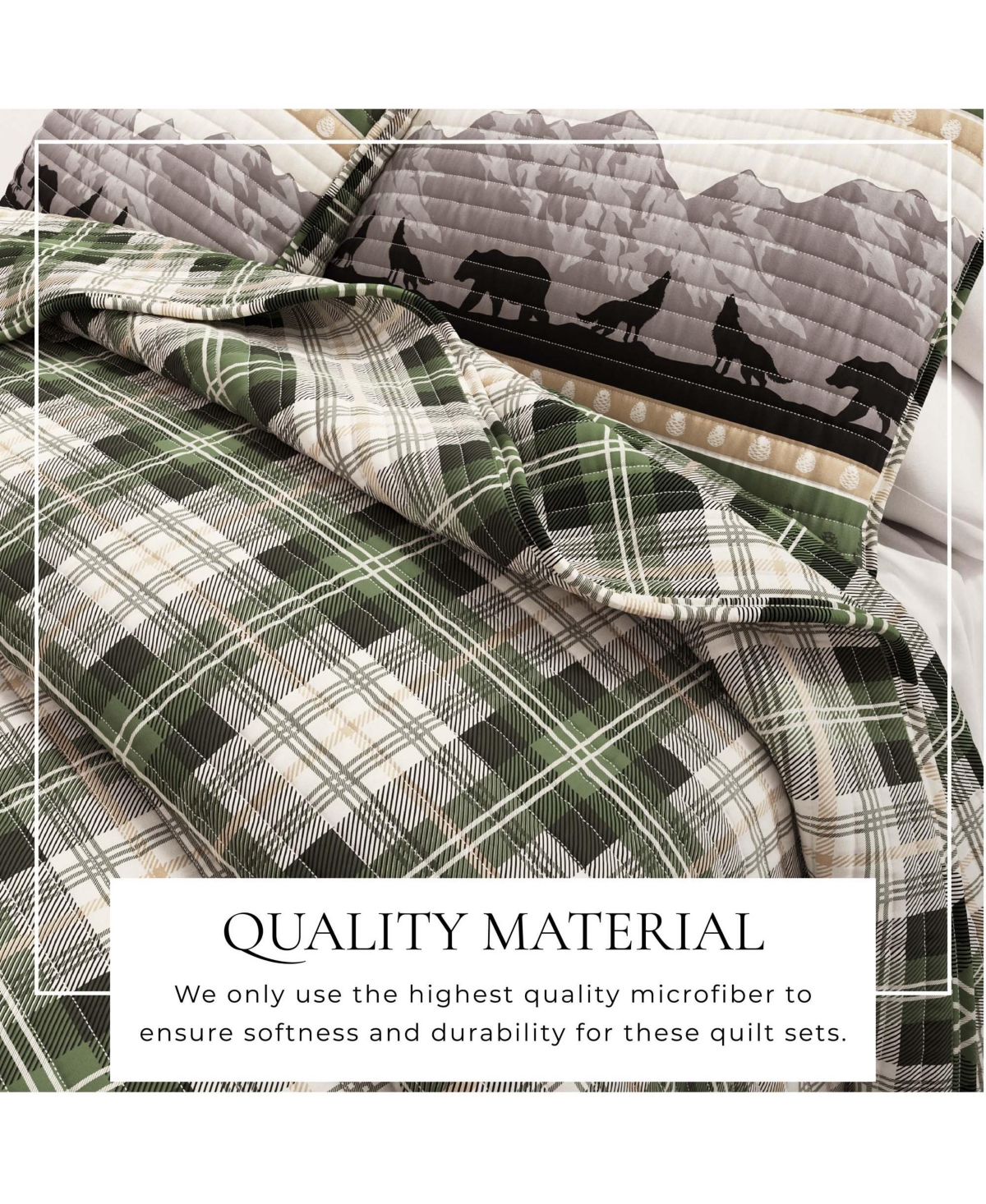 Linery & Co. Mountain Scape & Plaid Microfiber Quilt Set With Shams