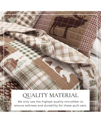 Rustic Woodland Reversible Microfiber Quilt Set with Shams