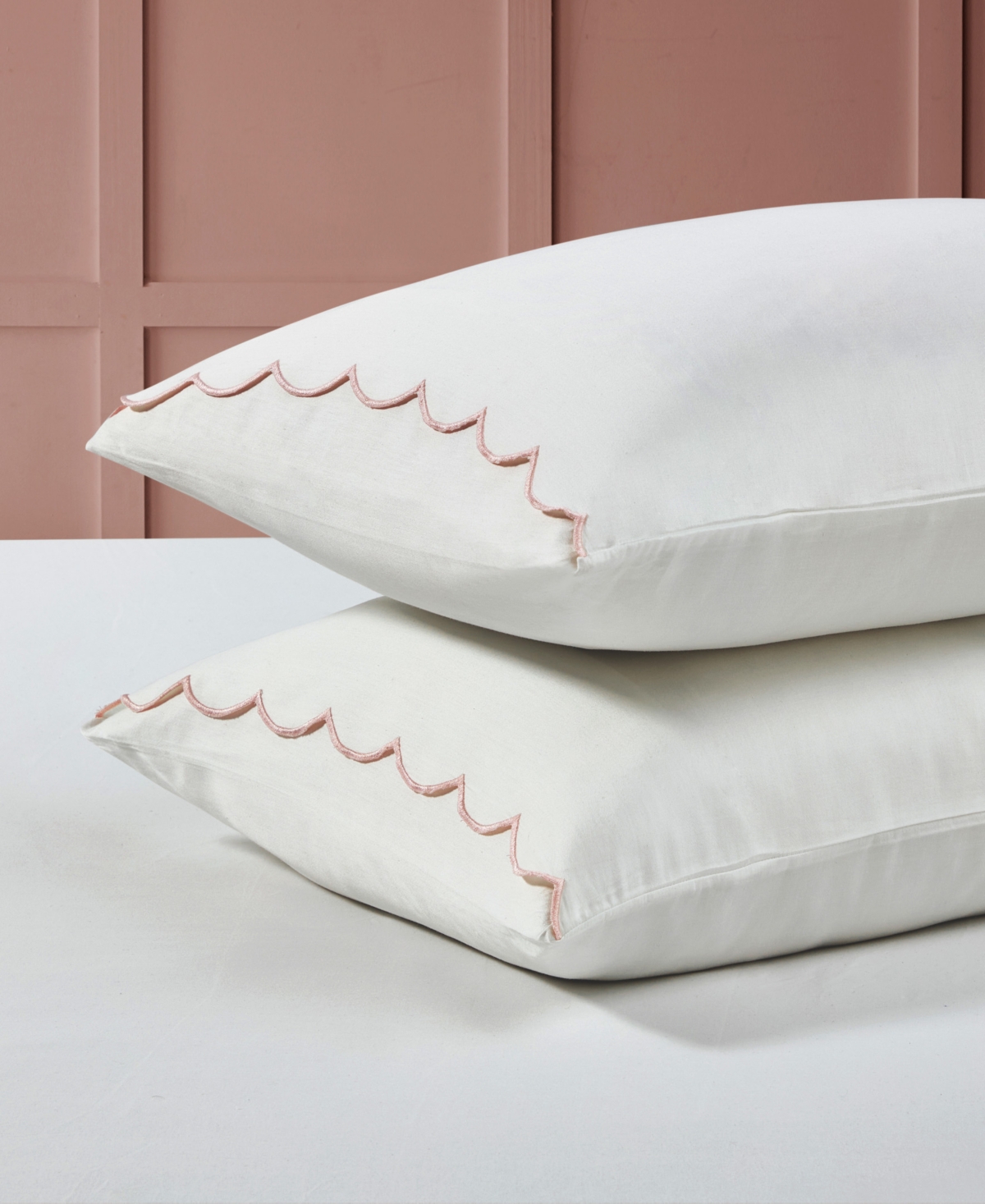 Peri Home Scallop Cotton 2-pc. Pillowcase Pair, Standard In White