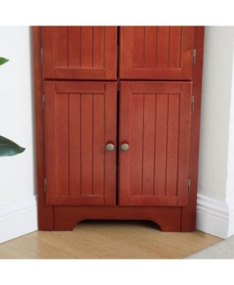 Corner Pantry 4-Tier, 8 Doors, Adjustable Shelves Storage Cabinet