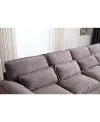 Streamdale U-Shaped Modular Sofa Couch with Waist Pillows and Chaise Lounge (Gray, Terrycloth)