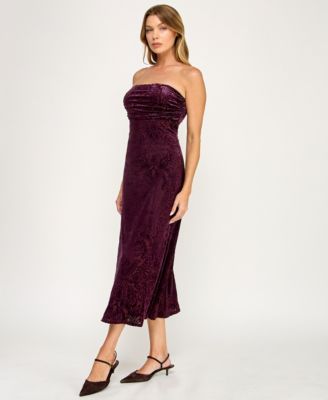 Juniors' Burnout Velvet Sleeveless Scarf Midi Dress