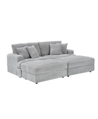 Streamdale 82 inches gray corduroy sofa, two storage feet +4 throw pillows, create a living room, office fashion new darling!