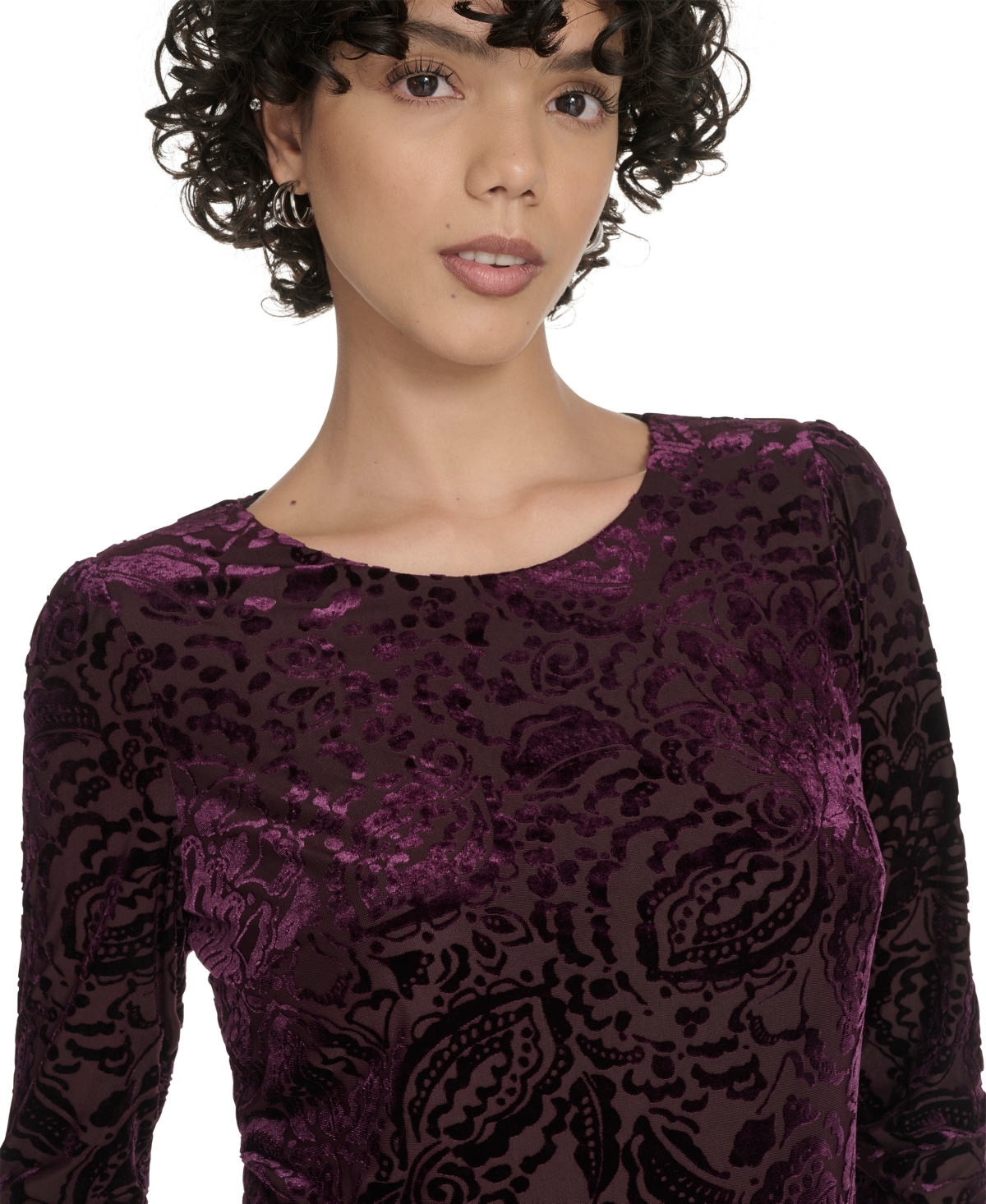 Tommy Hilfiger Three Quarter Sleeve Minidress In Purple