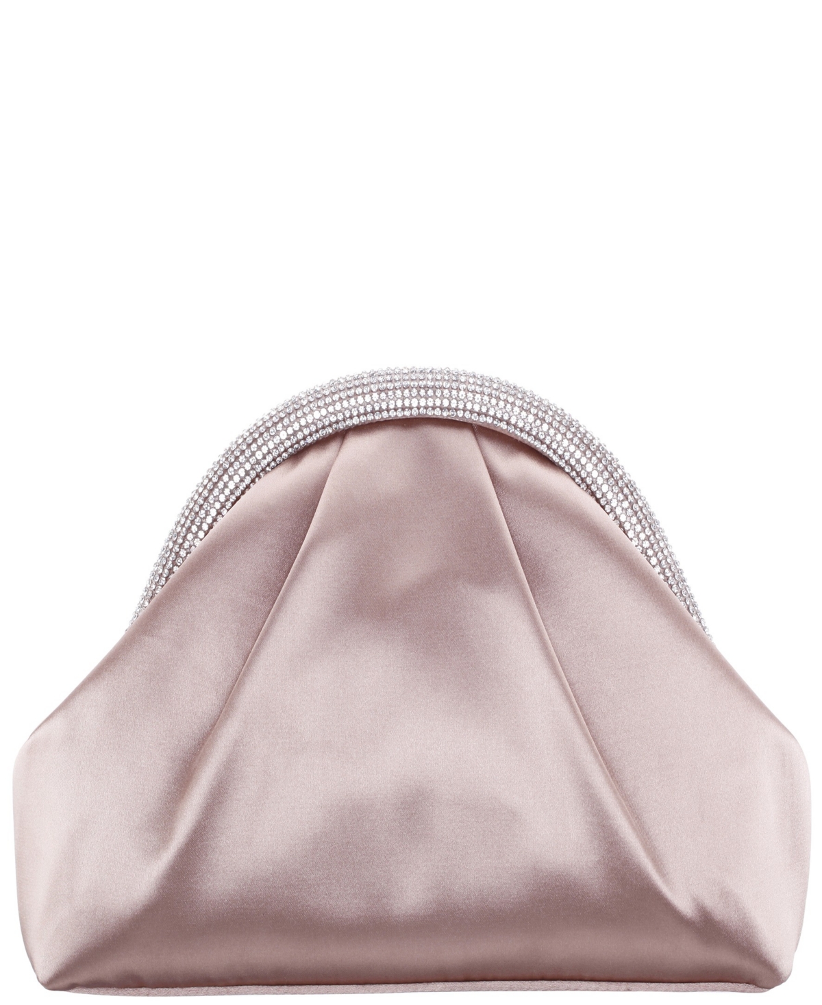 Nina Crystal Trim Magnetic Snap Frame Clutch In Brown