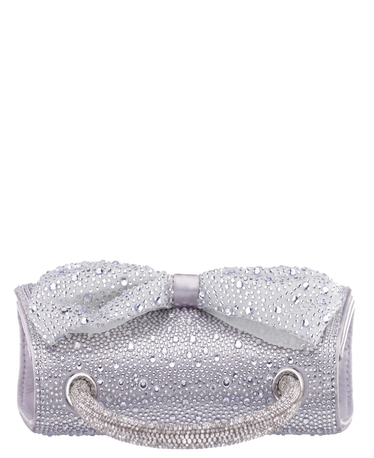 Nina Crystal Magnetic Snap Satchel Bag In Silver