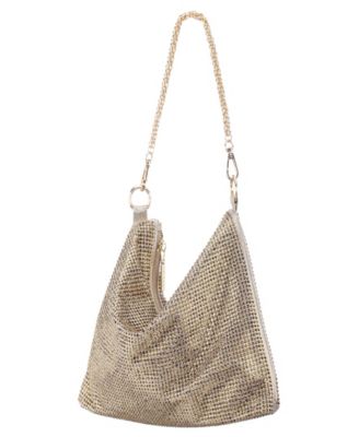 Crystal Embellished Zipper Hobo Bag