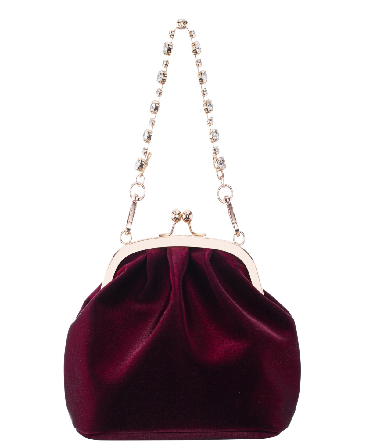 Nina Vintage Style Crystal Handle Frame Clutch In Burgundy