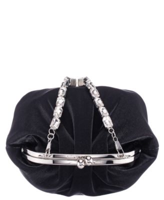 Vintage Style Crystal Handle Frame Clutch