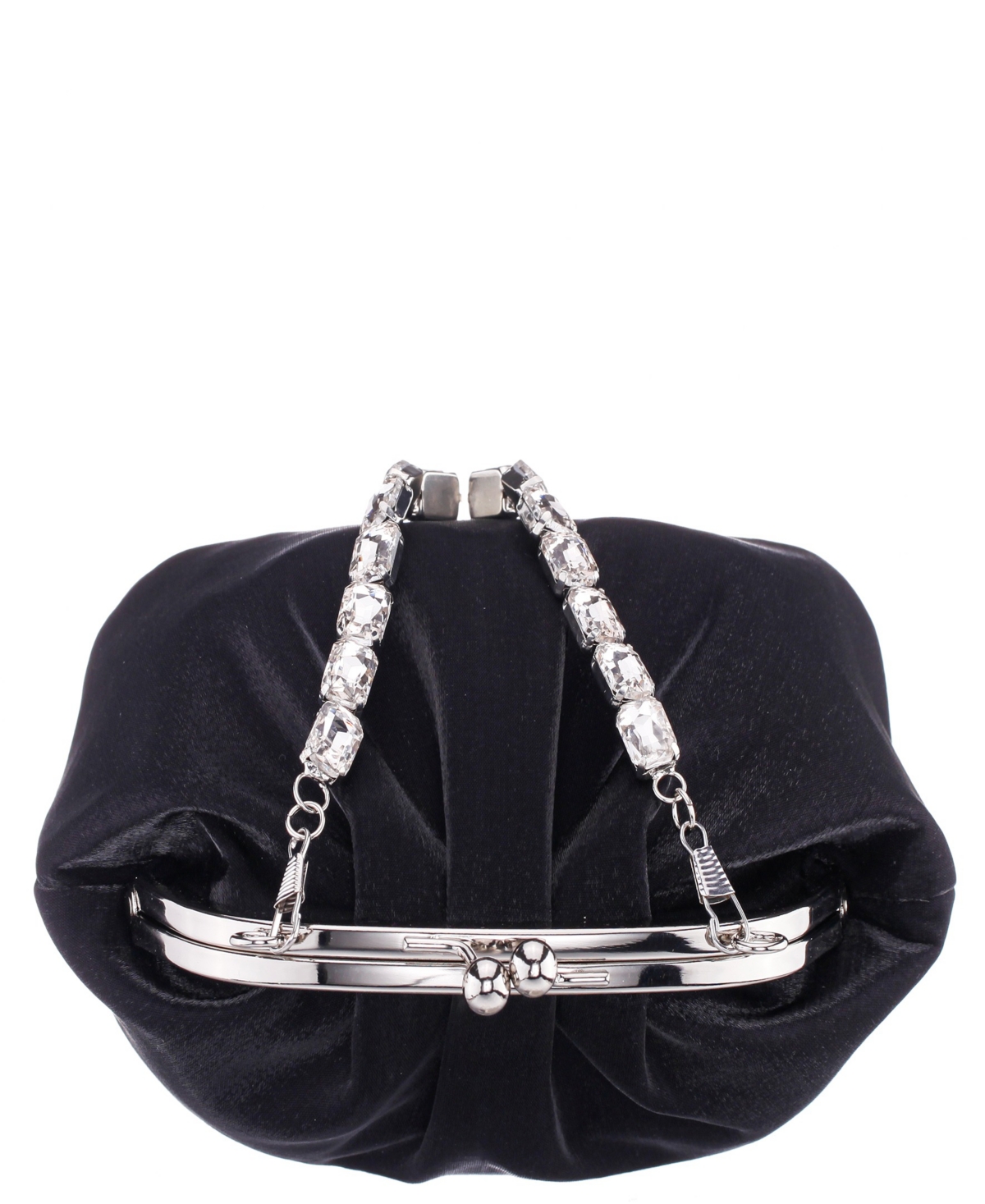 Nina Vintage Style Crystal Handle Frame Clutch In Black