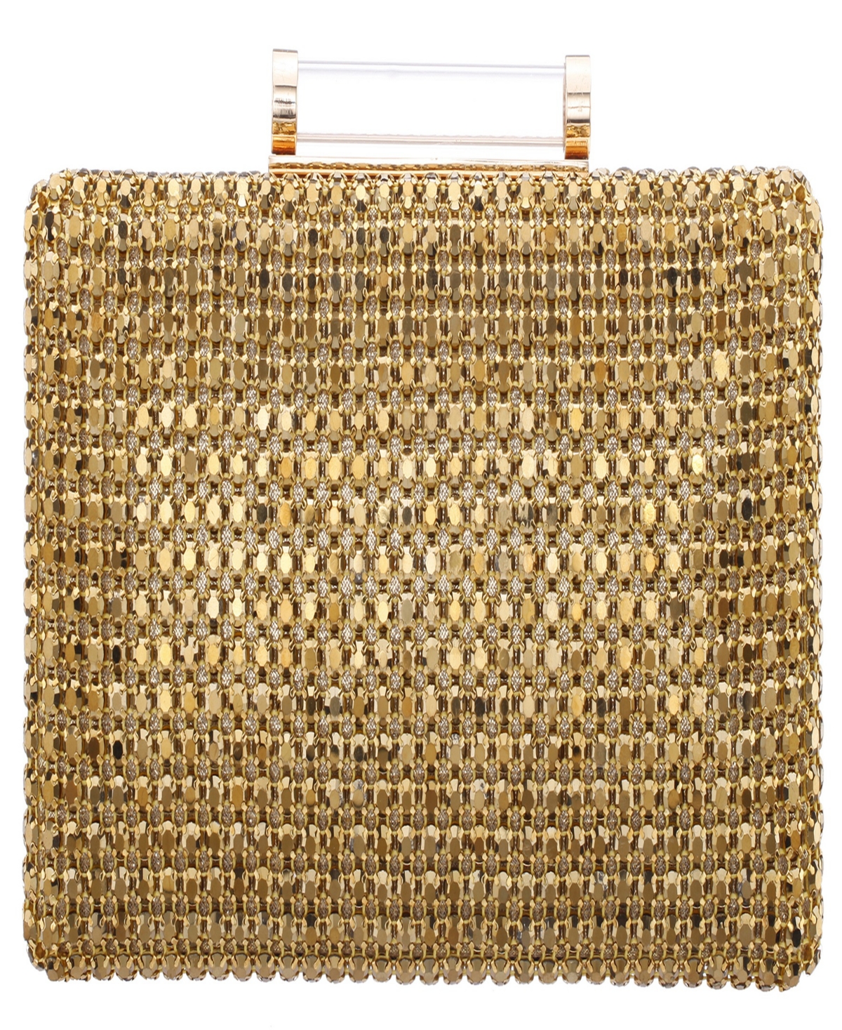 Nina Mini Crystal Encrusted Minaudiere Lift Lock Clutch In Gold