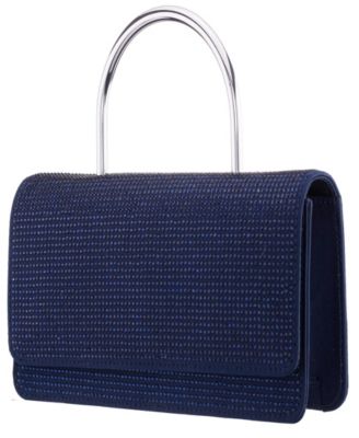 Elongated Crystal Magnetic Snap Satchel Bag