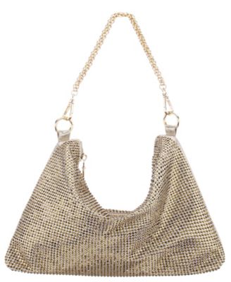 Crystal Embellished Zipper Hobo Bag