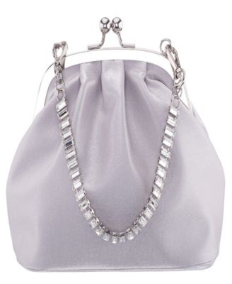 Vintage Style Crystal Handle Frame Clutch