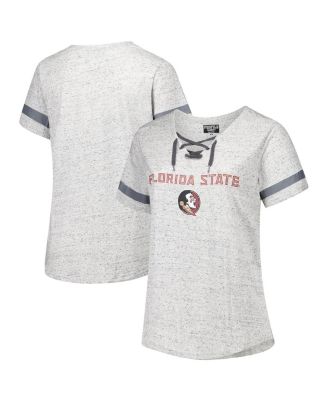 Fanatics - Women's Heather Gray Florida State Seminoles Plus Size Lace-Up V-Neck T-Shirt