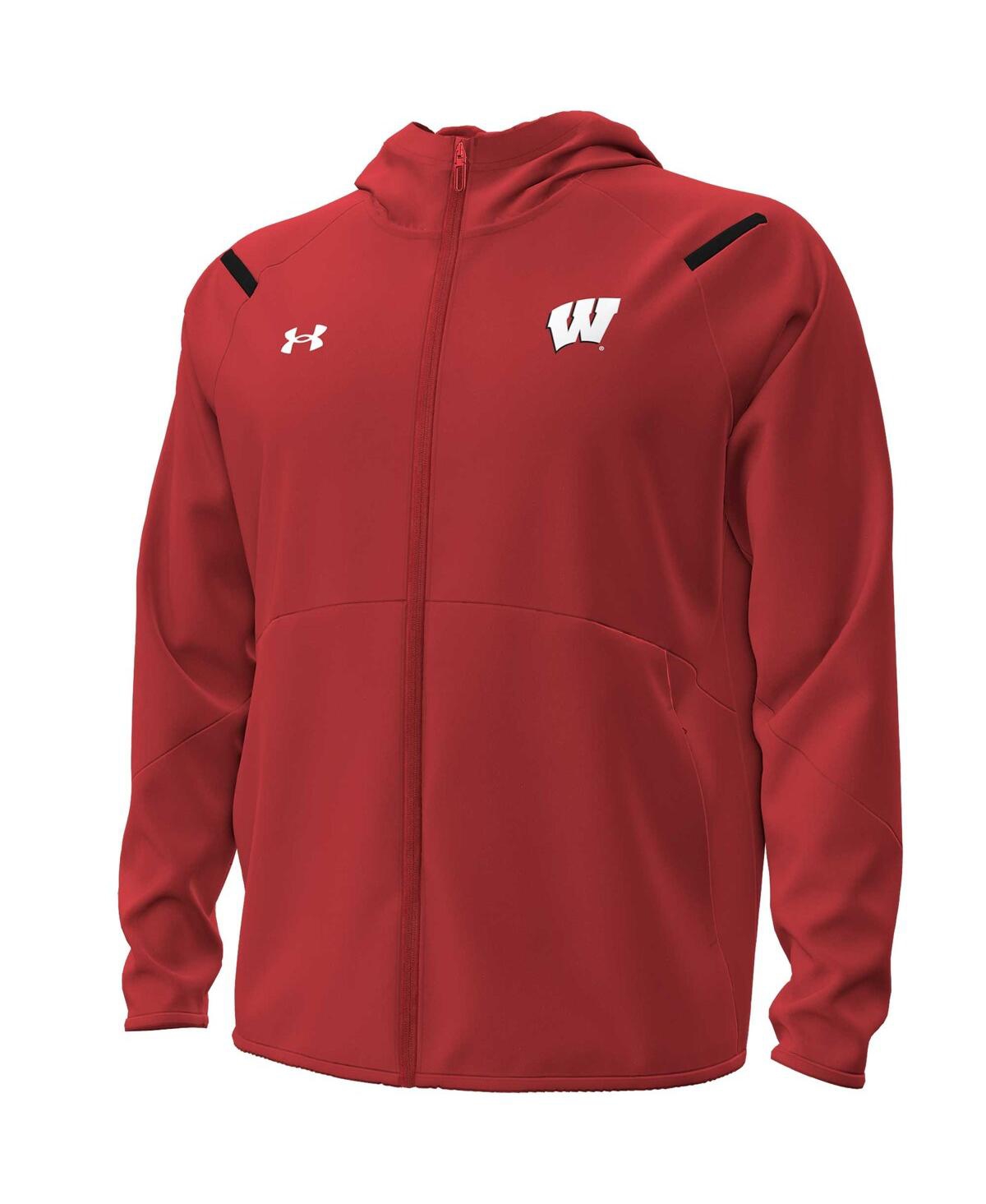 Under Armour Men's Red Wisconsin Badgers Unstoppable Performance Fleece Hoodieâ Half-zip Jacket In Red