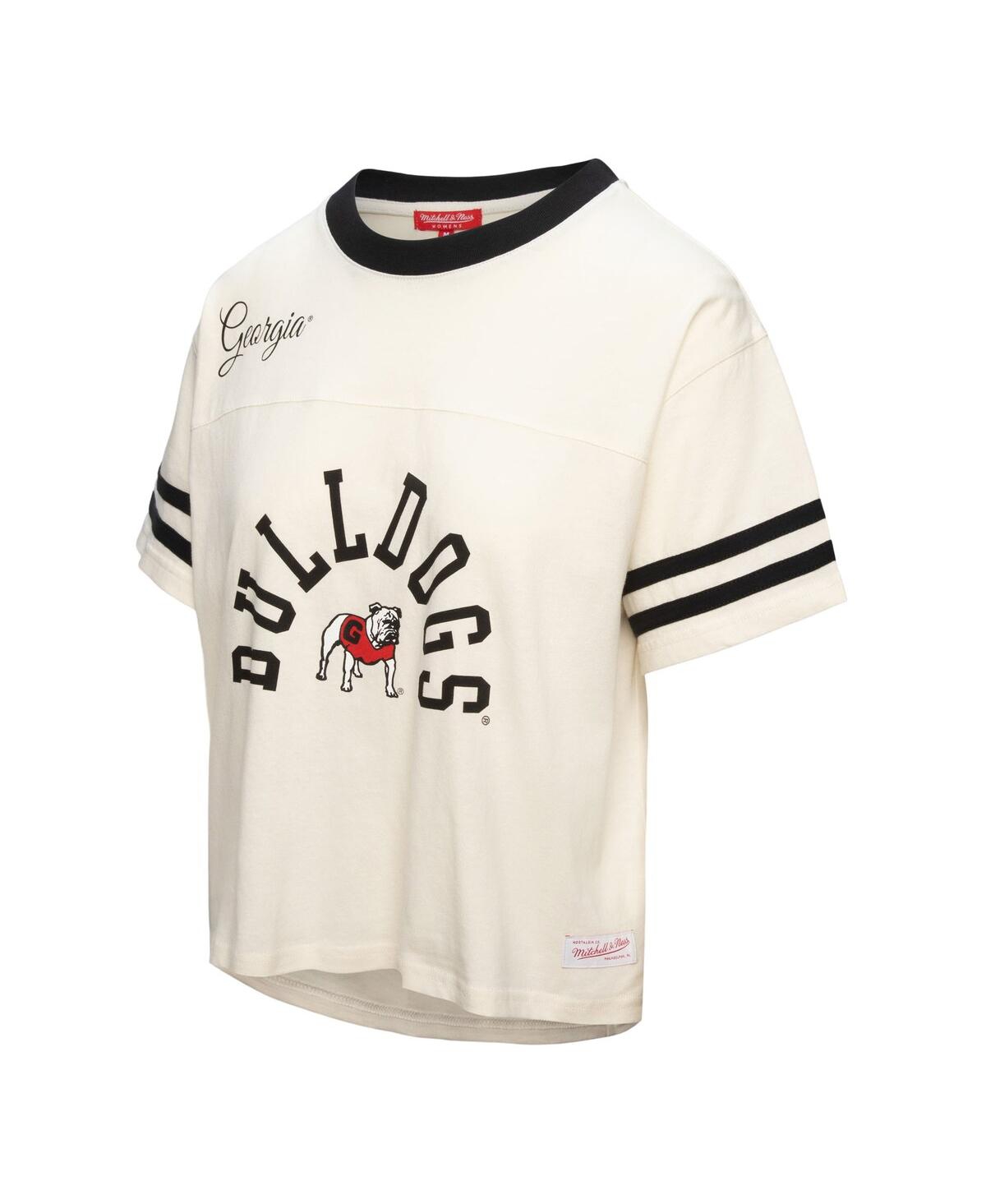 Mitchell & Ness Women's Cream Georgia Bulldogs Cropped Ringer T-shirt In White