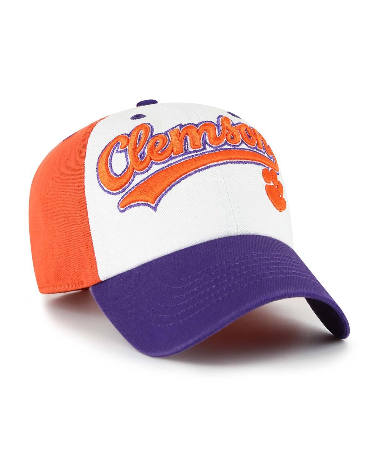 47 Brand Big Boys And Girls White Clemson Tigers Scooter Clean Up Adjustable Hat In Multi