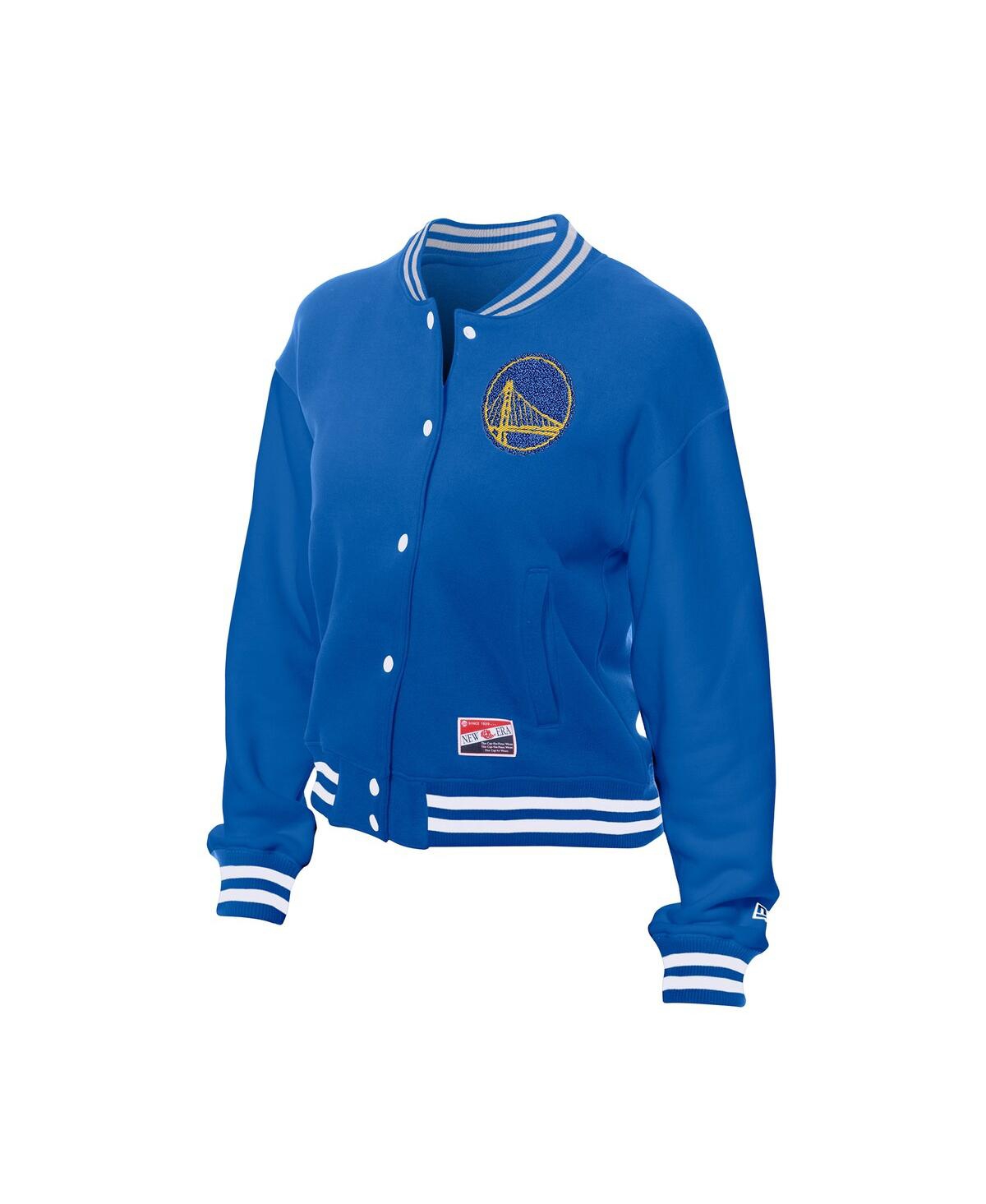 New Era Women's Royal Golden State Warriors Throwback Full-snap Jacket In Animal Print