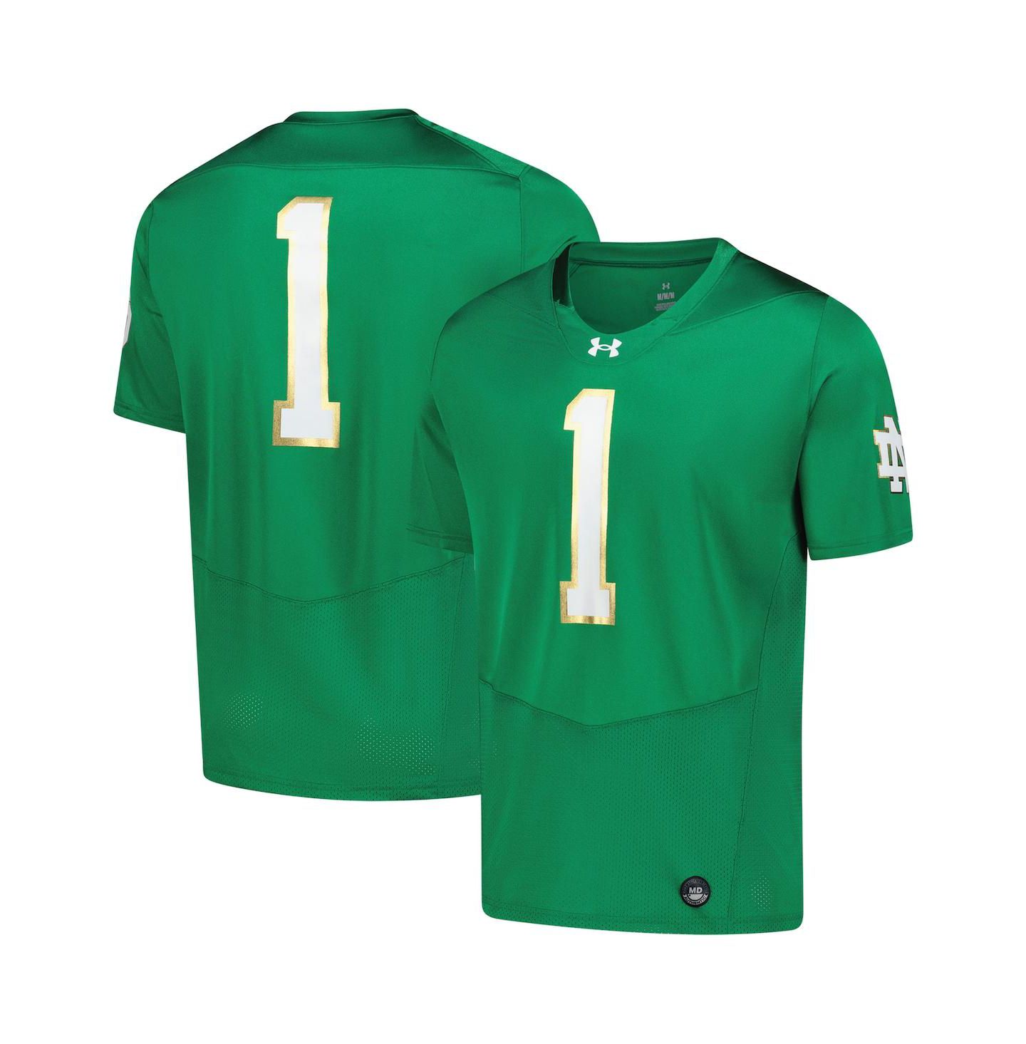 Мужской топ Under Armour Green Notre Dame Fighting Irish Replica Football Jersey — фото 1